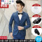 Mtiny男士西服套装结婚伴郎服韩版修身商务小西装衬衫或马甲三件套春秋 衣XXL/33裤适153斤 酒红色西服西裤衬衫