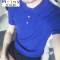 Mtiny韩国夏装简约时尚针织冰丝短袖T恤男翻领 韩版修身polo衫男短袖 M 蓝色