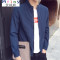 Mtiny春天2017新款男装外套夏季夹克运动春秋韩版潮流薄款防晒衣服青年 4XL修身 深蓝色偏暗