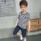 2017新品夏季男童短袖套装童装2017儿童新款宝宝夏季中大童休闲韩版两件套潮简约小清新多款多色可选 110cm 细宝蓝0099