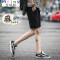 Mtiny亚麻短袖男潮流韩版男士套装夏季2017新款男生T恤个性潮男装夏装 5XL 白色+黑色