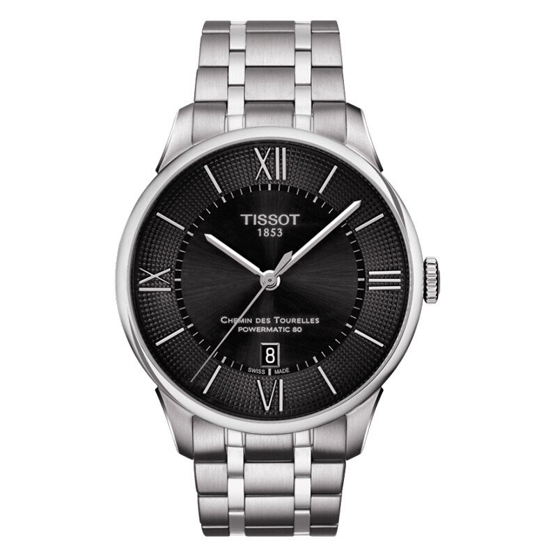 天梭(Tissot)手表杜鲁尔系列商务休闲男士腕表机械男表 T099.407.11.058.00 罗马刻度 银色