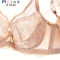 Mtiny夏季超薄文胸薄款女性感蕾丝内衣无海绵聚拢胸罩大胸显小 70B 浅啡