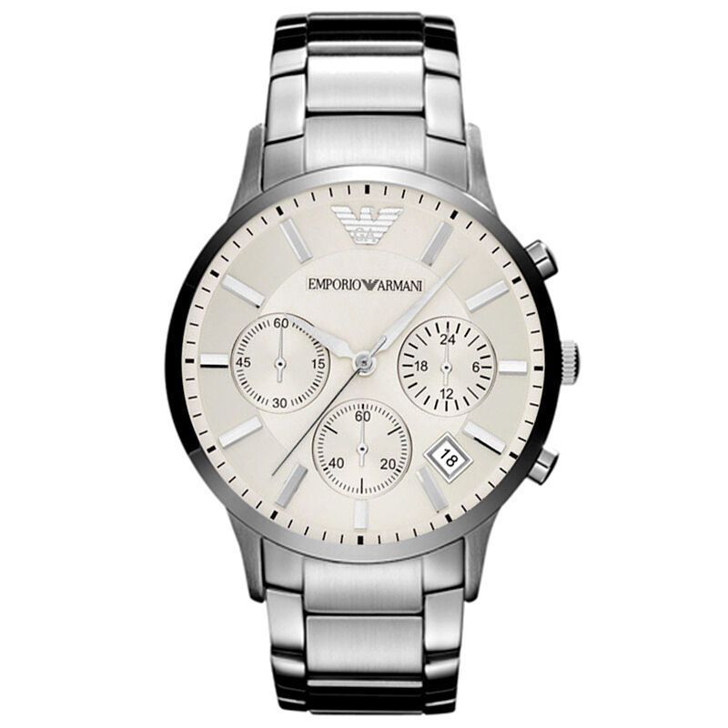 阿玛尼（ARMANI）三眼六针圆盘钢带石英男士腕表 AR2458 AR2458