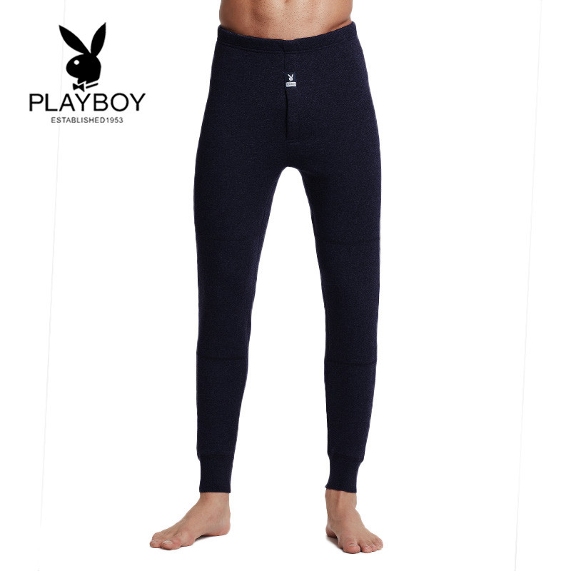 PLAYBOY花花公子男士冬季保暖裤护膝收脚口加绒加厚修身打底加厚秋裤男单件8316-3 XXL 藏青