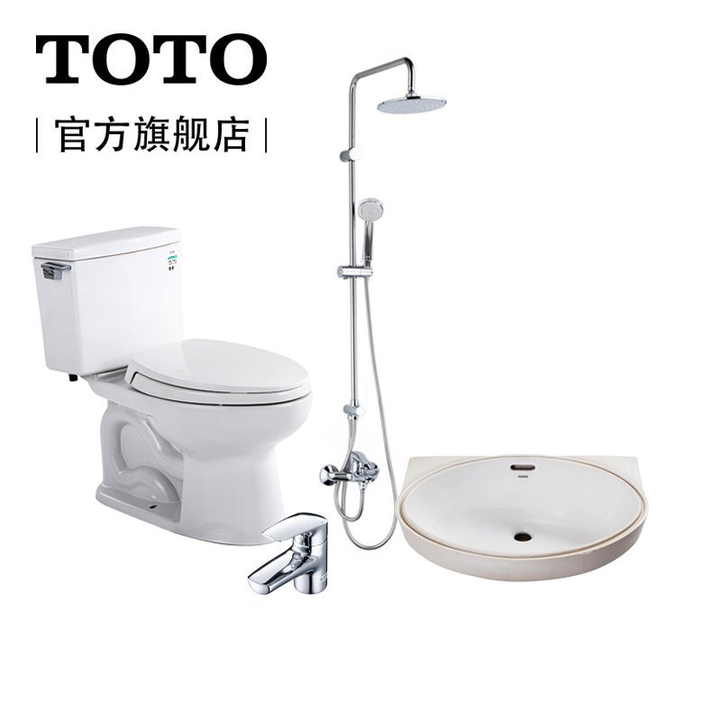 TOTO卫浴 经济实惠CW 718B马桶台盆龙头花洒组合套餐 CW718B+362花洒+LW548面盆+LD372龙头 305MM