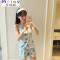 Mtiny韩版学生睡衣女夏吊带套装短裤少女休闲两件套薄款可爱公主家居服 XXL【130-140斤】 粉白条纹