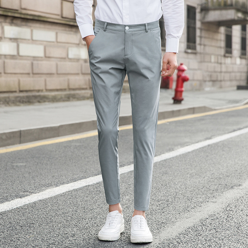 2017夏季九分裤男裤潮流西裤修身休闲裤男士裤子男小脚裤9分韩版 29