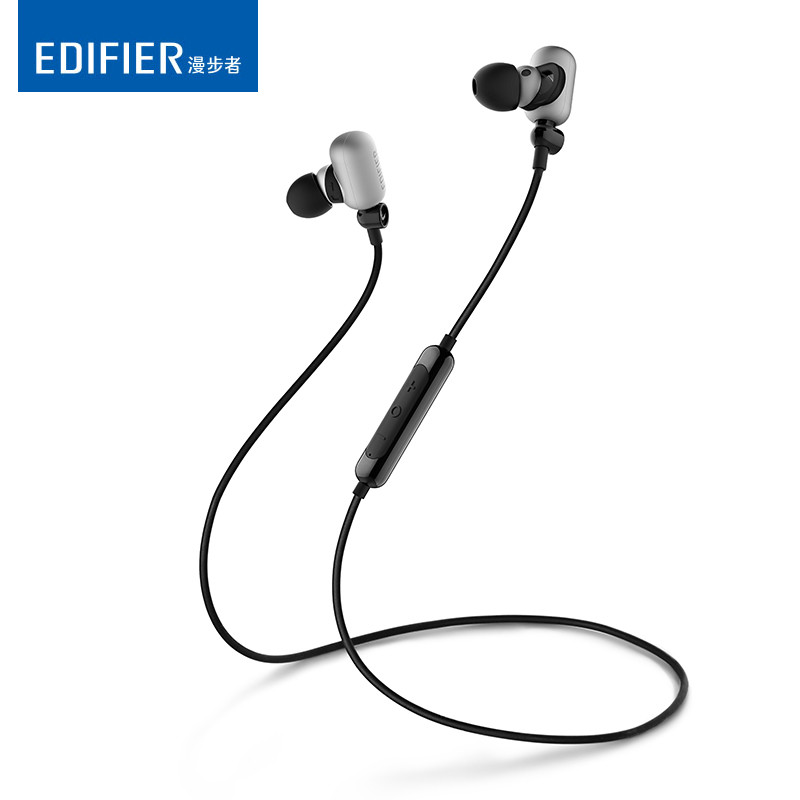 Edifier/漫步者 OXYGEN W293BT 蓝牙耳机运动防水无线跑步耳挂入耳式耳塞 暗银色