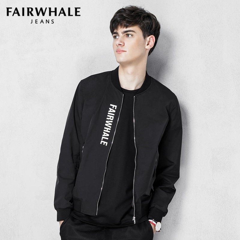 马克华菲夹克男2017款男装外套棒球领休闲字母潮男青年棒球服