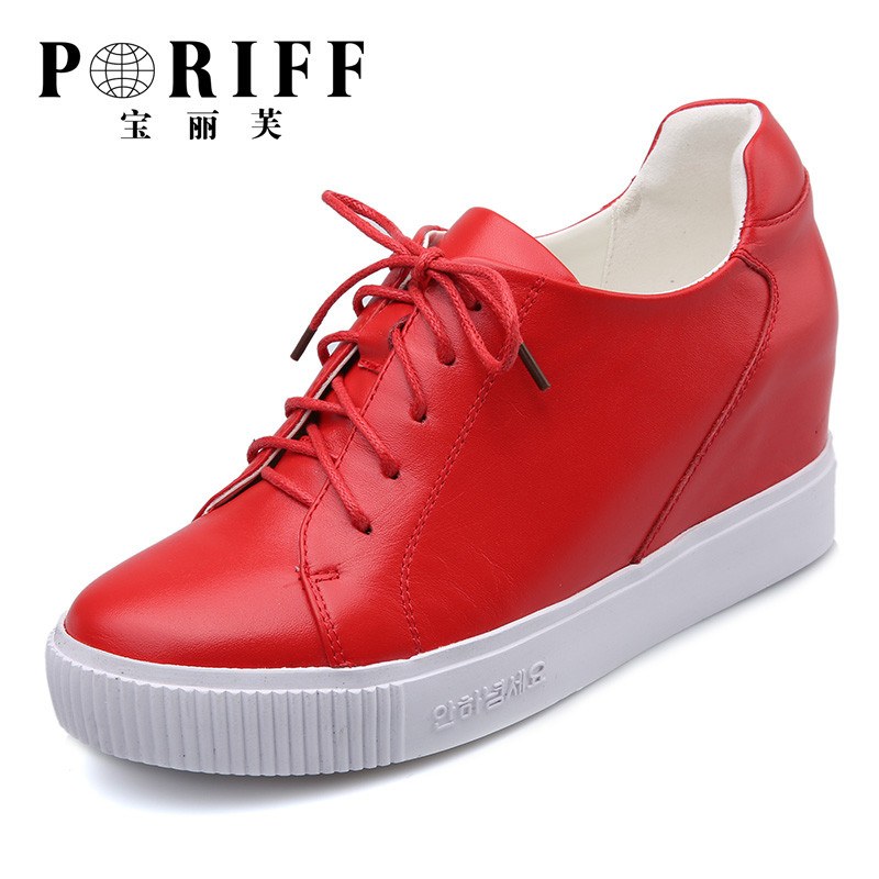 法国宝丽芙（PORIFF）女士真皮运动休闲鞋红PF902 红色 35码