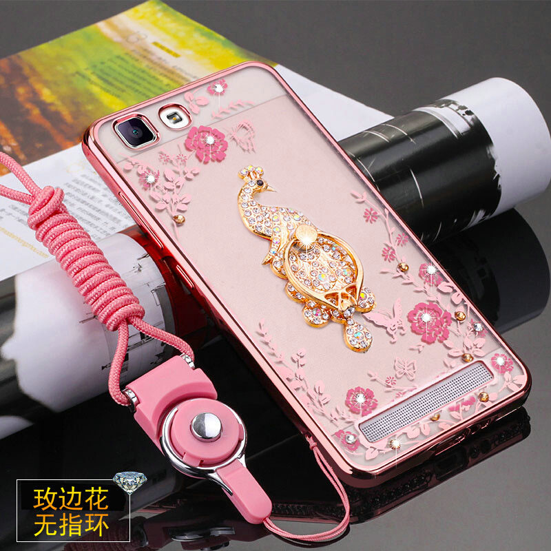 BSN步步高vivoX5Max手机壳X5MaxL挂绳保护套X5Max+硅胶防摔软壳女款V_1 玫边粉花+凤凰支架
