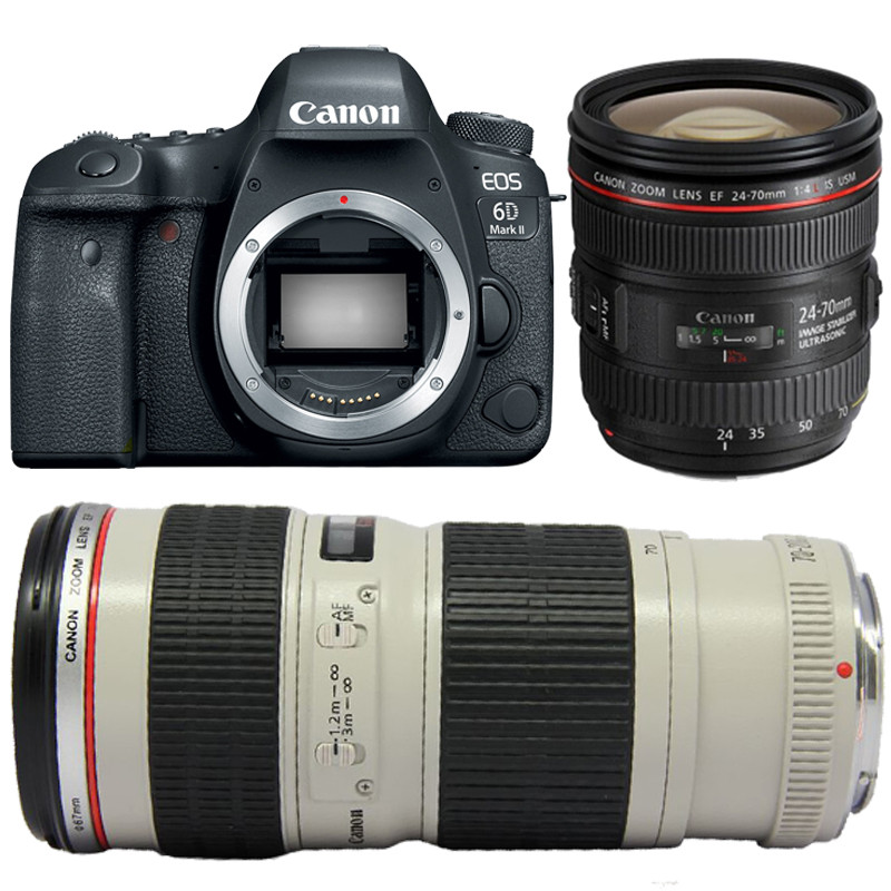佳能(Canon) EOS 6D2（24-70mmF4+70-200mmF4）数码单反相机 双镜头套装 约2620万像素