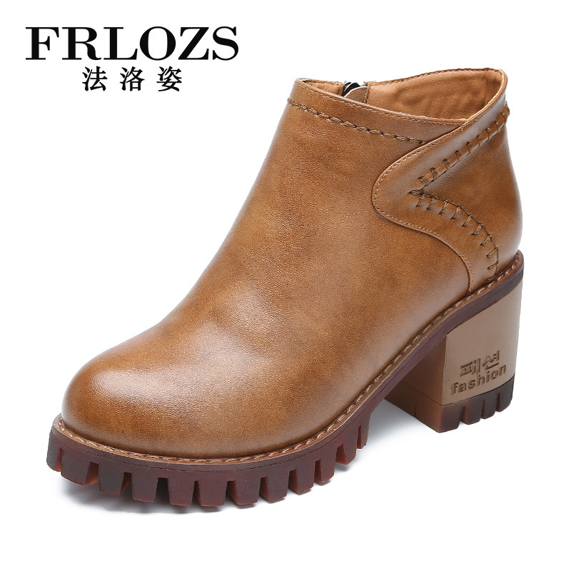 德国法洛姿（FRLOZS）女士套脚圆头马丁靴棕FZ130 棕色 36码