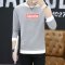 韦斯普 2017秋季新款男士圆领套头卫衣韩版时尚修身长袖T恤F-2系列 XL 灰色831