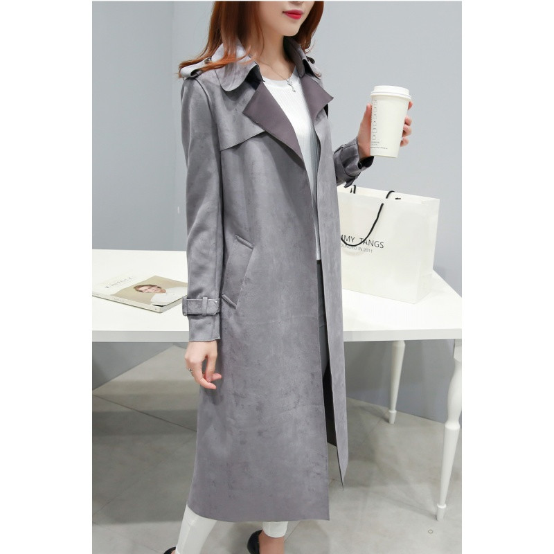 秋冬新明星我的前半生罗子君同款驼色鹿皮绒中