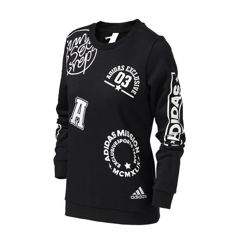 adidas阿迪达斯女装卫衣套头衫运动服AZ7701 XL AZ7701黑+白