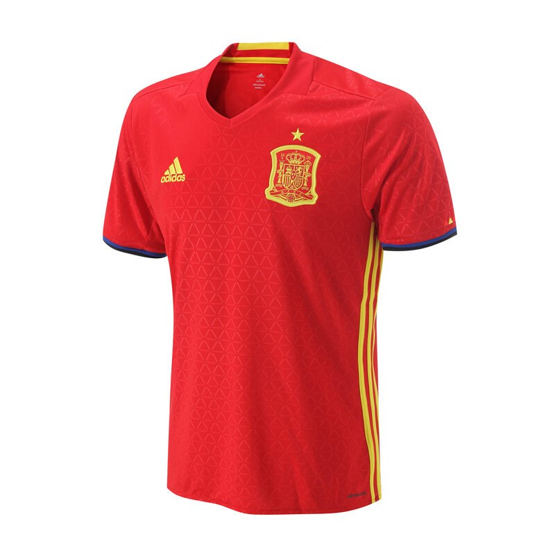 adidas阿迪达斯男装短袖T恤西班牙主场运动服AI4411浅猩红+柠檬黄 2XL 默认颜色