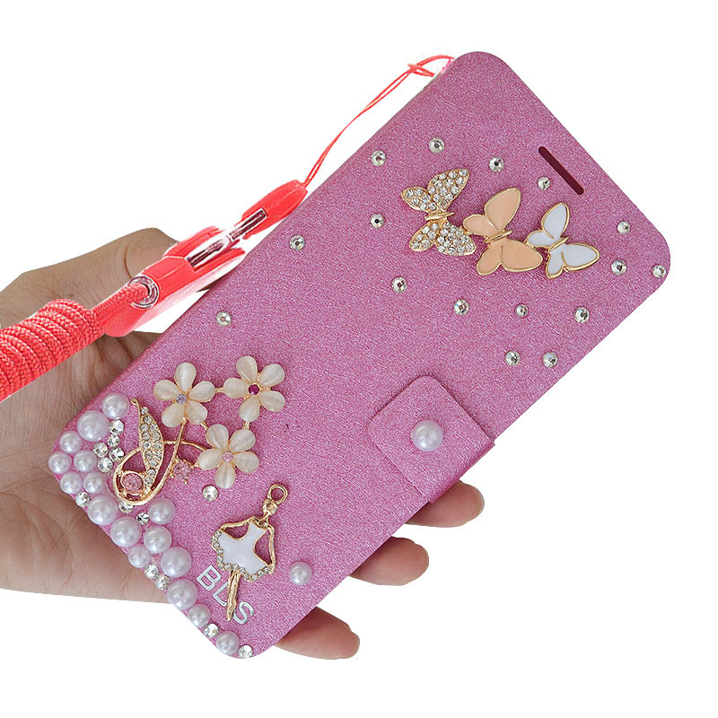 2017款oppor9s手机壳女款oppor9s皮套r9sk挂脖绳翻盖水钻潮r9st保 花朵蝴蝶玫红（r9s/r9sk）