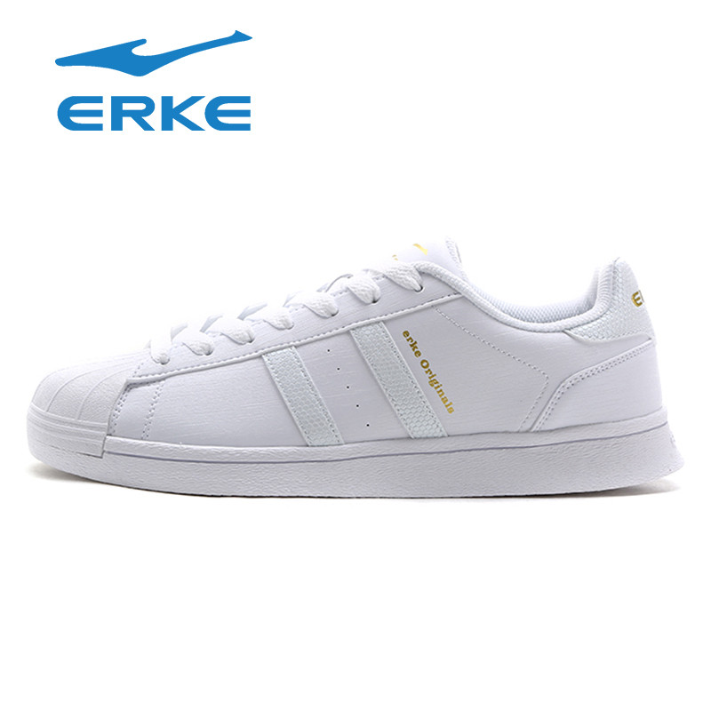 鸿星尔克(ERKE)女士运动鞋轻便舒适休闲鞋潮流低帮秋冬季女鞋板鞋12117401065 正白 40码