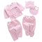 贝乐咿 TZN6180可爱小猴保暖五件套0-3个月 7263粉色 59cm