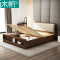 木帆 床 实木床 北欧现代 1.5米 1.8米单人双人床卧室家具 1.8米床+床头柜*2【框架床】