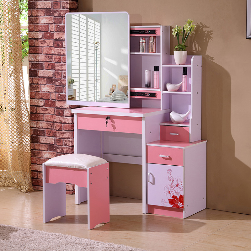 天惠子系列 天惠子梳妆台木质欧式梳妆台卧室小户型现代简约迷你化妆桌经济型宜家风格简易组装化妆台501正胭脂粉左柜图片 高清实拍图 苏宁易购