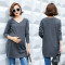 孕妇t恤秋装上衣中长款2017新款孕妇打底衫宽松长袖体恤衫韩版女 XL 咖色