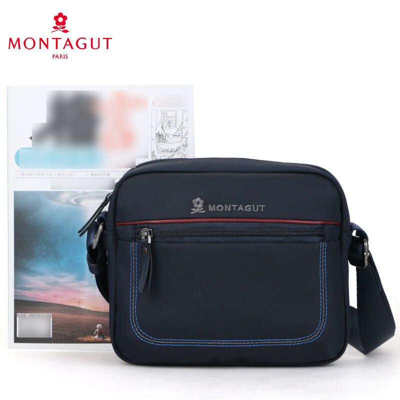 梦特娇/Montagut男士单肩斜跨包 休闲时尚青年男式牛皮包包男 大号