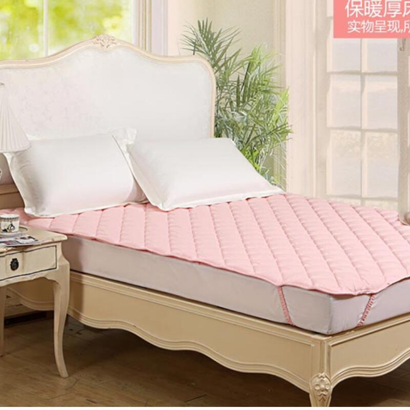 富安娜床垫子褥子国产纤维40S斜纹133*72保暖厚床垫橡筋款保暖厚床垫简约风 粉色 1.2m床