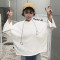 秋装女装韩版宽松薄款长袖连帽卫衣2017新款原宿风纯色休闲外套潮 均码 白色