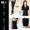 bw9新款职业装女套装夏季短袖大码西服西装正装酒店前台美容师工作服2017 XXL 66黑色玫红边外+裙+裤+吊带