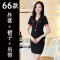 bw9新款职业装女套装夏季短袖大码西服西装正装酒店前台美容师工作服2017 XXL 66黑色玫红边外+裙+裤+吊带