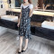 bw9新款胖mm夏装新款大码显瘦连衣裙胖妹妹遮肚碎花吊带裙微胖女装两件套 大码XXXXL 白色