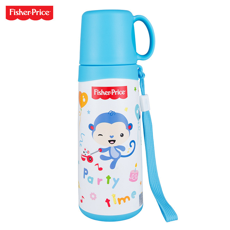 Fisher Price 费雪小口轻量保温水瓶宝宝保温杯不锈钢水壶防漏小孩喝水杯400ml FP-8626 蓝色