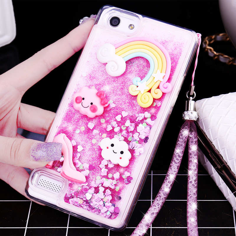 oppoa33手机壳oppoa33m保护套t硅胶0PP0女opa挂绳oppora防摔op 粉色流沙彩虹