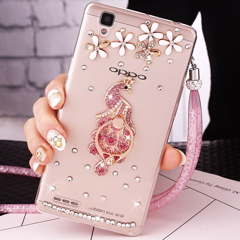 OPPOA35手机壳0PP0A35m软胶poop保护套popo挂绳opr男女opopr防 粉孔雀幸运草+粉沙链