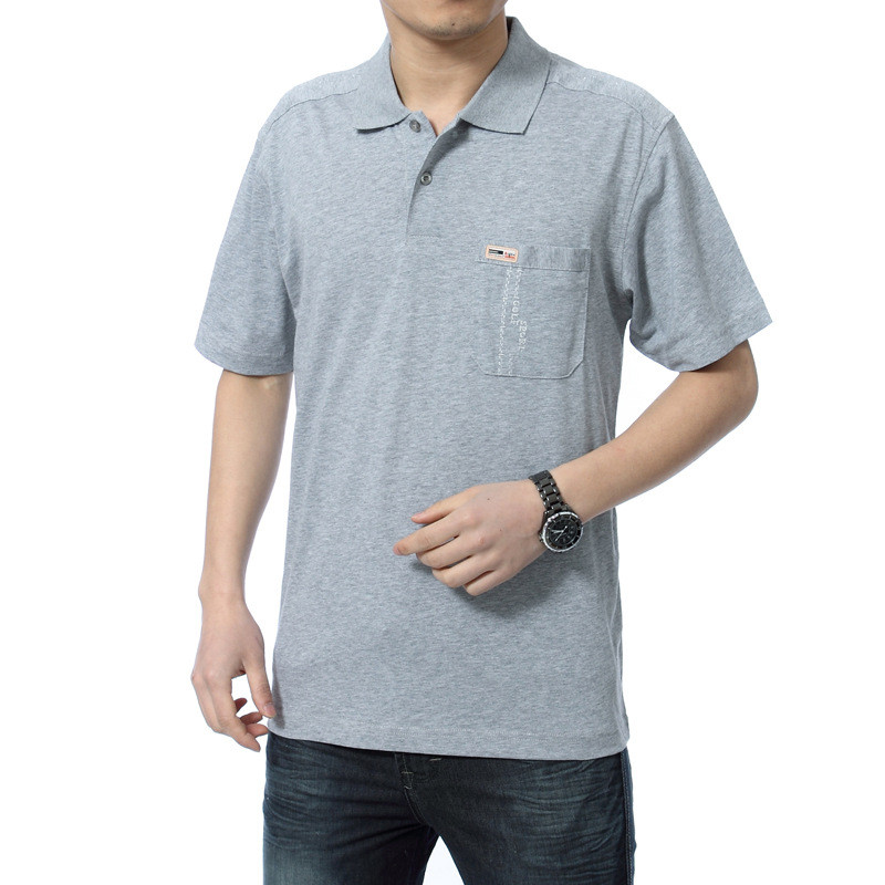 中年男装短袖t恤男士纯棉体恤有口袋大码体血