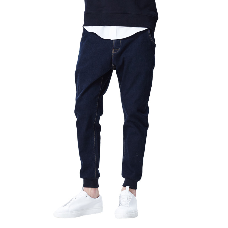 lilbetter牛仔裤男 新品潮牌青年束脚裤休闲哈伦长裤保暖男士裤子91649965 L 蓝色