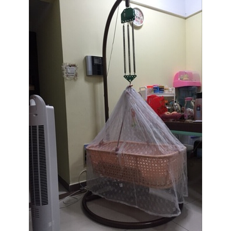 婴儿摇篮摇床潮汕电动上下摇篮床宝宝吊床自动婴儿床吊篮藤编摇窝印尼真藤自动摇篮床送蚊帐 仿藤自动摇篮床送蚊帐