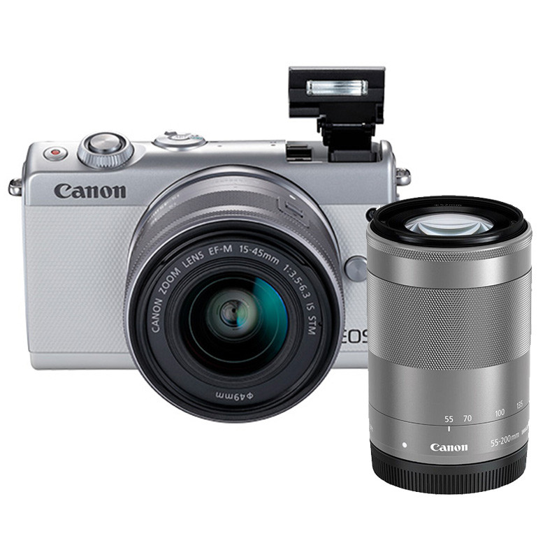 佳能EOS M100 微单双镜头套机（15-45+55-200）（白）