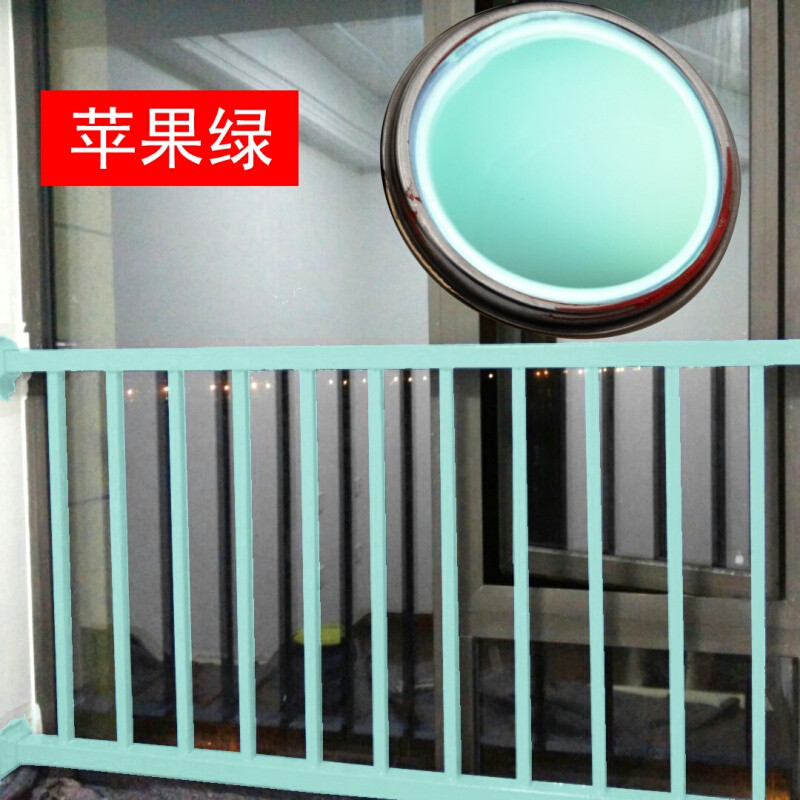 漆油漆调合漆铁栏杆漆铁门漆红黄黑白铁红护栏防锈漆送刷_3 默认尺寸 苹果绿600g