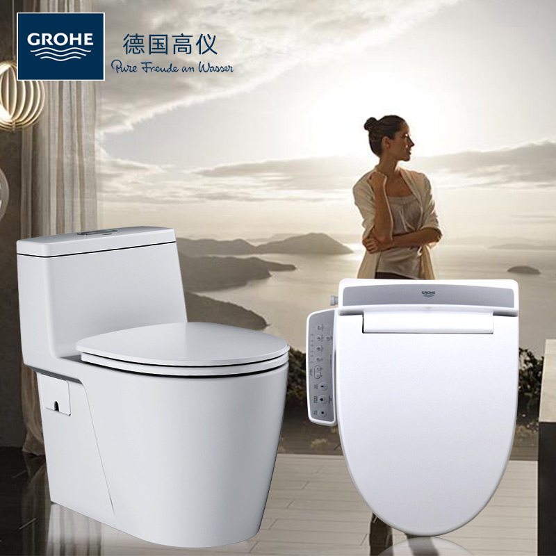 德国-高仪（GROHE）马桶进口普洛洁坐便器 冲落式直冲抽水马桶39315 305MM 马桶39315+智能盖板39384L00