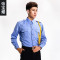 bw9新款保安服短袖衬衣保安衣服夏季套装半袖物业夏装工作制服长袖衬衫男 160 单蓝色短袖衬衣