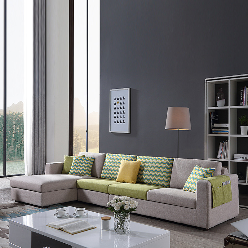 左右布艺沙发 简约现代大小户型客厅家具组合 可拆洗布艺沙发DZY2509 转二件反向+休单（配色绿58-8C）