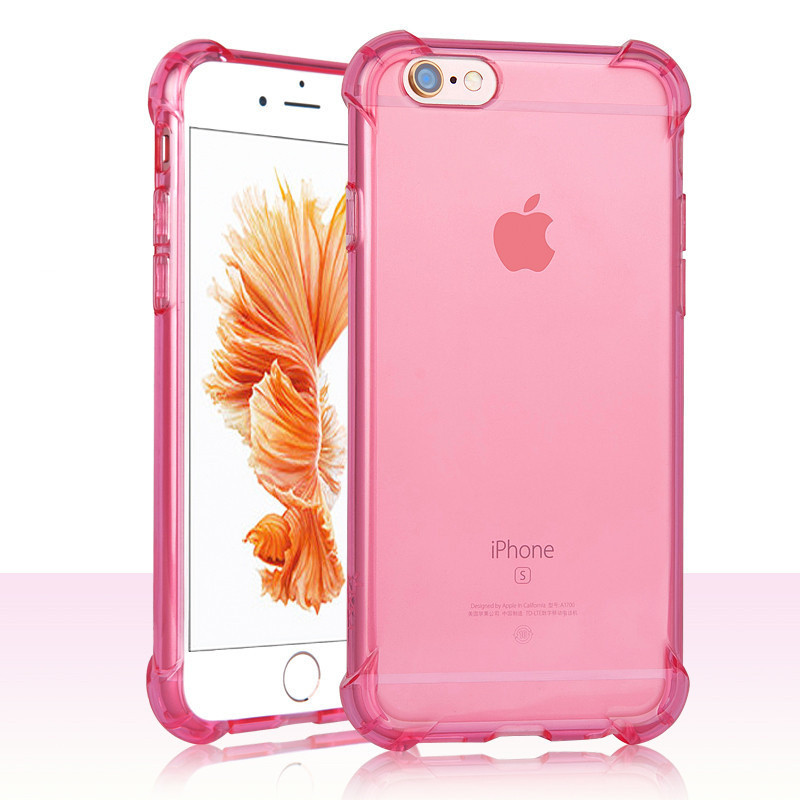 捷力源苹果iPhone6/6S/5/5s气囊防摔手机壳6plus小蛮腰防滑TPU保护套iphone5/5s 4.7寸苹果6防摔-红色