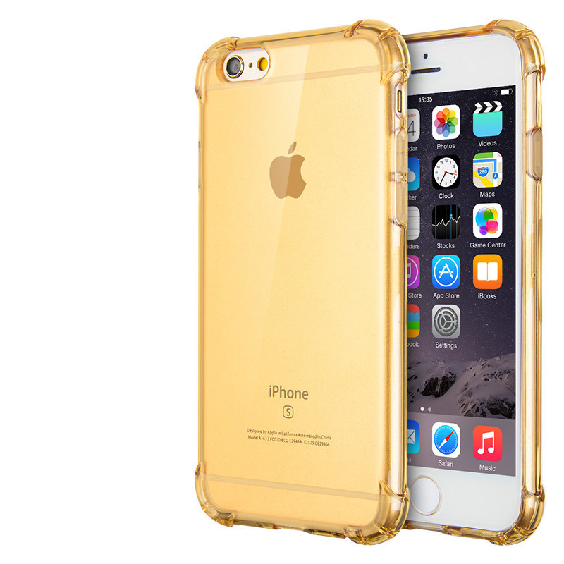 捷力源苹果iPhone6/6S/5/5s气囊防摔手机壳6plus小蛮腰防滑TPU保护套iphone5/5s 苹果55SSE防摔-金色
