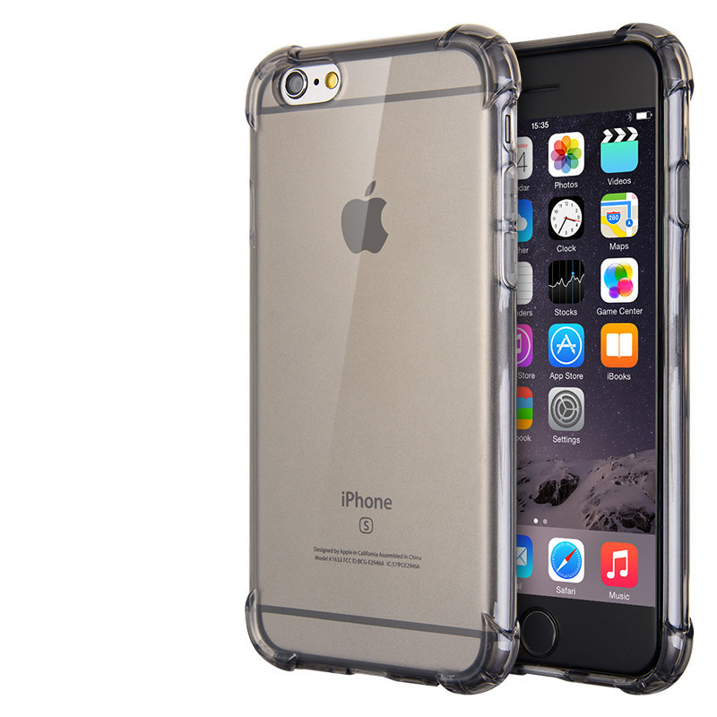 捷力源苹果iPhone6/6S/5/5s气囊防摔手机壳6plus小蛮腰防滑TPU保护套iphone5/5s 4.7寸苹果7/8防摔-灰色
