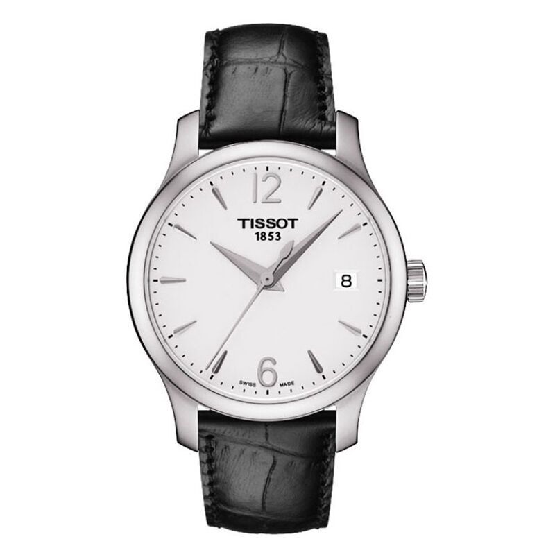 全国联保 天梭(TISSOT)皮带手表 俊雅系列男女腕表 T063.610.36.037.00 白盘黑皮女款T063.210.16.037.00