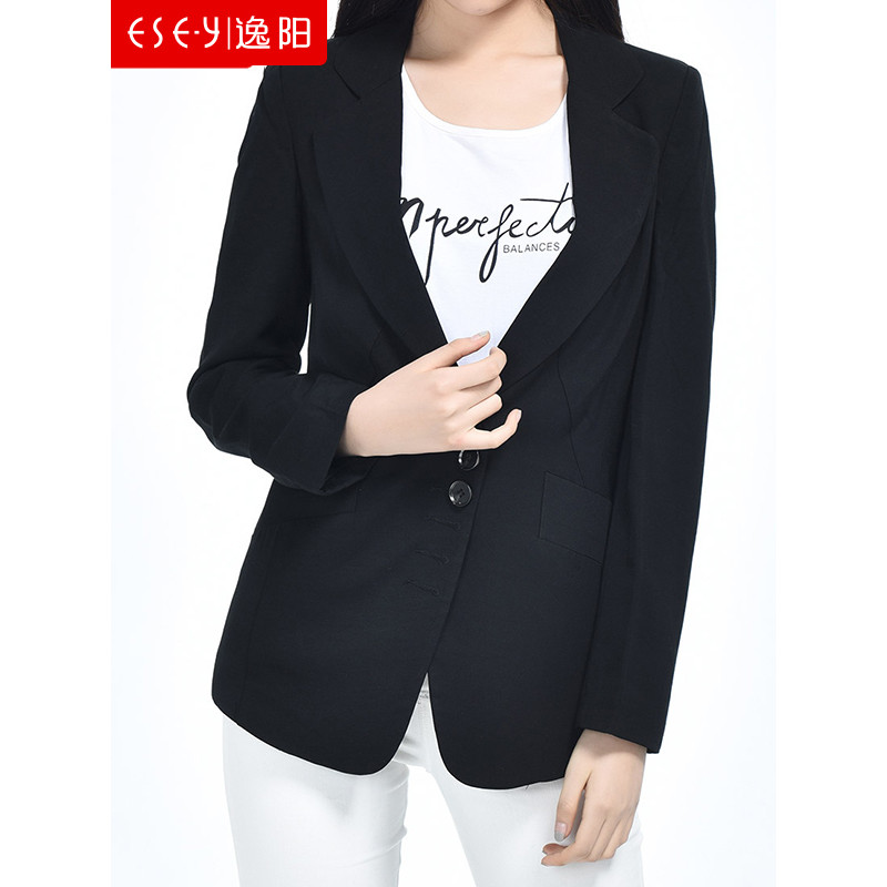 逸阳清修身显瘦外套西装上衣0151_2 黑色 2XL